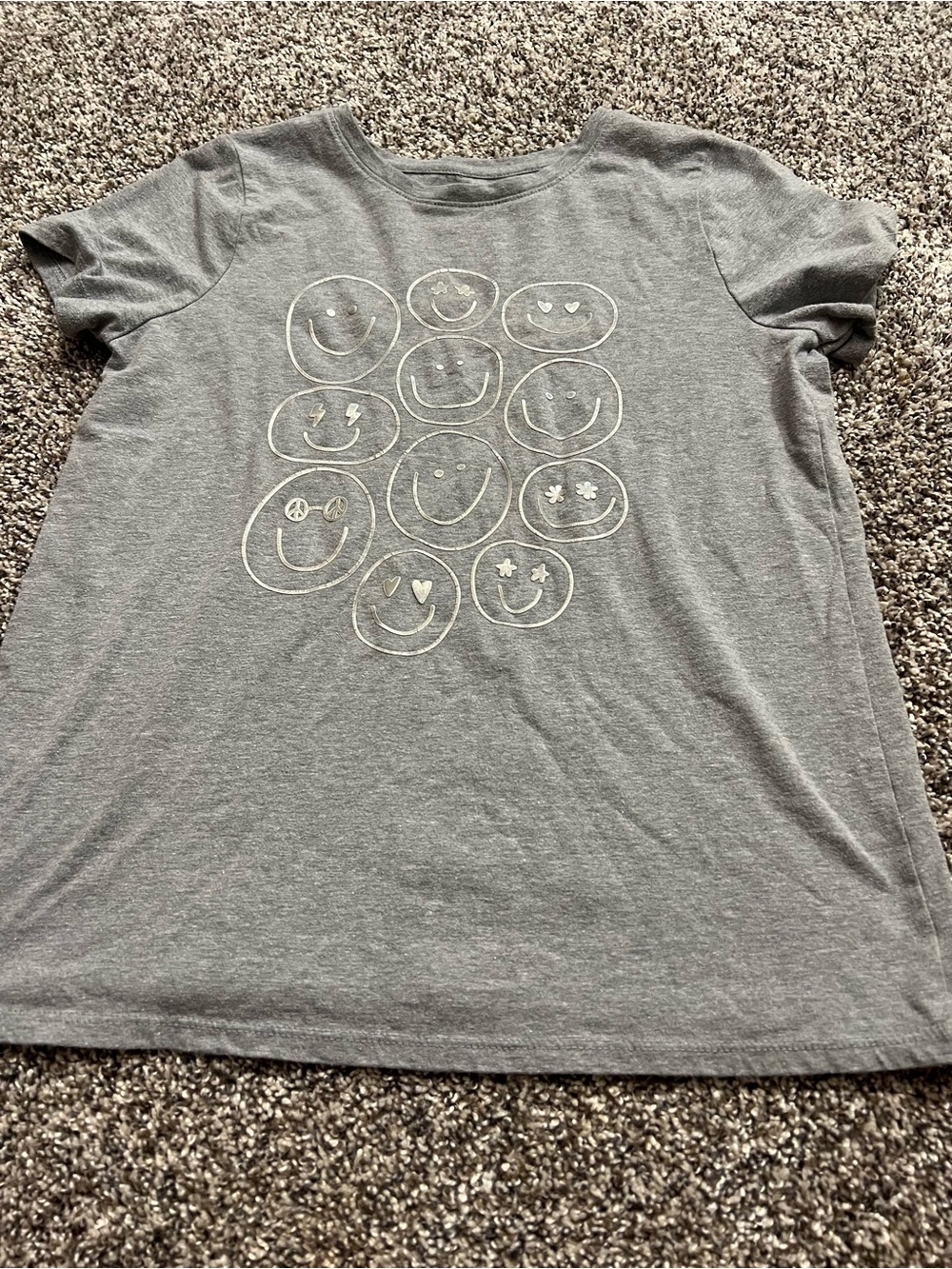 Cat & Jack Gray Short Sleeve Tee with Smiley Graphic